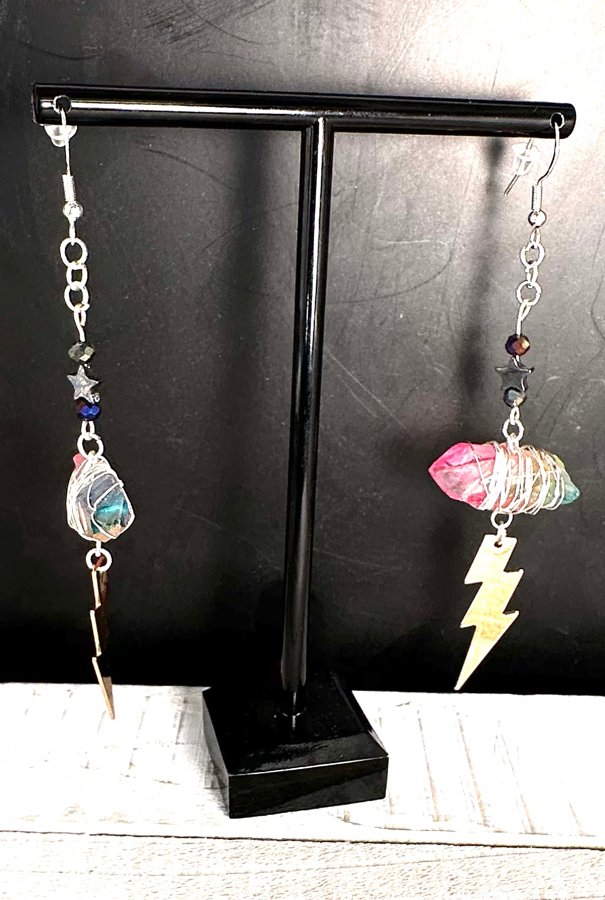 Cosmic Shock Aura Quartz Earrings